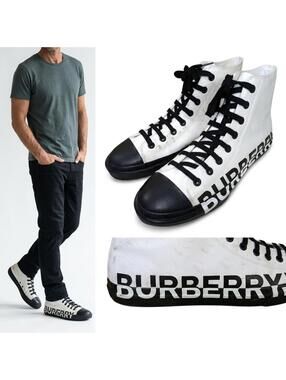 Burberry Larkhall High-Top Men Sneakers China White Black 13